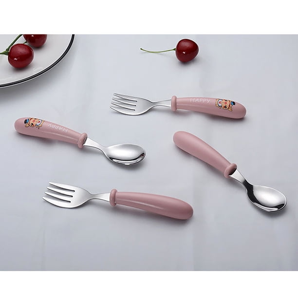 Juego de cuchara y tenedor infantil de acero inoxidable 304 para utensilios de cocina