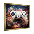 thumbnail image 2 of Designart "Blooming Video Game Controller" Fashion Framed Wall Art Decor - Modern Pink Video Games Bedroom Framed Canvas Wall Art, 2 of 6