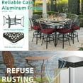thumbnail image 7 of VIVIJASON 10-Piece Outdoor Bar Set, All Weather Cast Aluminum Patio Bar Furniture with 8 Cushioned Swivel Bar Stools, Large 64" Square Patio Bar Height Table with Detachable Lazy Susan, 7 of 7