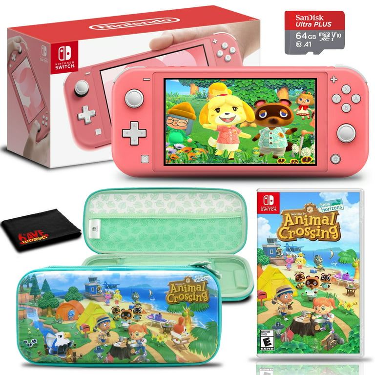 Nintendo Switch Lite (Coral) Bundle with Animal Crossing, Case