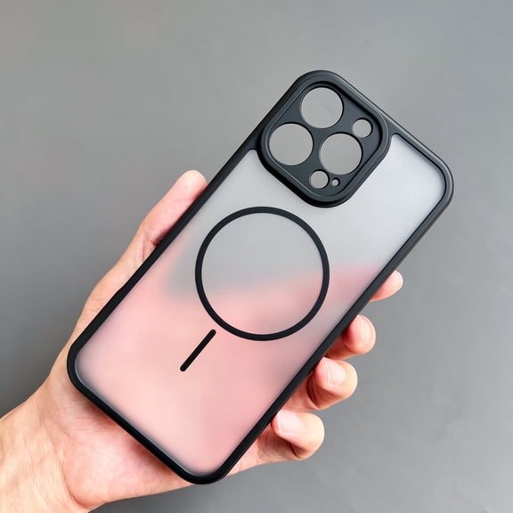 ShellTech For iPhone 15 Pro Max PC TPU Magnetic Case Translucent Matte Shockproof Anti-Scratch,Slim Anti-Fingerprint,Compatible with Magsafe Wireless Charging,Full Camera Lens Protection,Black