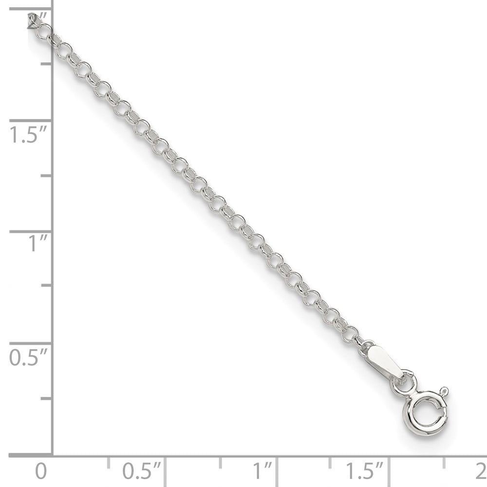 Auriga Fine Jewelry 925 Sterling Silver 2mm Rolo Chain Anklet 9inch for Women