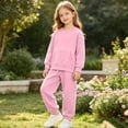 thumbnail image 6 of Eltusu Girls Outfit Sets Two Pieces, Sports Elaastic Waistband Long Sleeve Sweatshirts and Joggers Sets Pink Size 14-15 T, 6 of 8