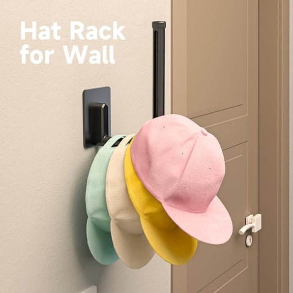 Hat Organizer for Baseball Caps Hat Rack for Wall Hat Hooks Hat Storage Holder for Closet Door Adhesive/Drill Mount 4 Pack