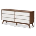 thumbnail image 6 of Bairbremy Studios Halfrida 6-Drawer Mid-Century Modern Style Dresser, White/Walnut, 6 of 15