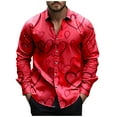 thumbnail image 2 of LEBONYARD Mens Shirts Clearance under $5.00,Mens Hoodies Pullover,Men's Fashionable Valentine's Day Heart-shaped Print Casual Long Sleeve Turndown Collar Blouse Shirt Red S, 2 of 5