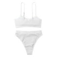 thumbnail image 5 of WREESH Womens Two Piece Swimsuit High Cut Bikini Fashion Solid High Waist Bikini Push-Up Padded Swimsuit Beachwear Set Bikinis Siuts Bathing Suit White, 5 of 6