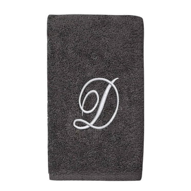 Avanti Linens  Granite/Silver Script Monogram Hand Towel Letter D - Hand Towel