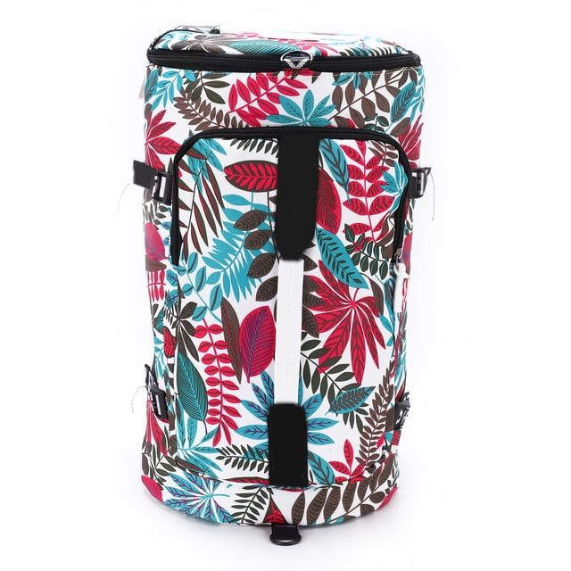 Mochila impresa Poliéster Gran capacidad Multifuncional Bolsa de viaje de ocio al aire libre Hoja de arce rosa