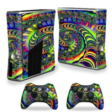 MightySkins XBOX360S-Acid Skin Decal Wrap for Xbox 360 S Slim Plus 2 Controllers - Acid Each Microsoft Xbox 360 S Slim Skin kit is printed with super-high resolution graphics with a ultra finish. All skins are protected with MightyShield. This laminate protects from scratching  fading  peeling and most importantly leaves no sticky mess guaranteed. Our patented advanced air-release vinyl guarantees a perfect installation everytime. When you are ready to change your skin removal is a snap  no sticky mess or gooey residue for over 4 years. This pack is a 8 piece vinyl skin kit. It covers the Microsoft Xbox 360 S Slim console and 2 controllers. You can t go wrong with a MightySkin. Features Microsoft Xbox 360 S decal skin Microsoft Xbox 360 S case Green Blue Stoner Circles Rainbow Swirls Space Microsoft Xbox 360 S skin Microsoft Xbox 360 S cover Microsoft Xbox 360 S decal Add style to your Microsoft Xbox 360 S Slim Quick and easy to apply Protect your Microsoft Xbox 360 S Slim from dings and scratchesSpecifications Design: Acid Compatible Brand: Microsoft Compatible Model: Xbox 360 Slim Console - SKU: VSNS67299