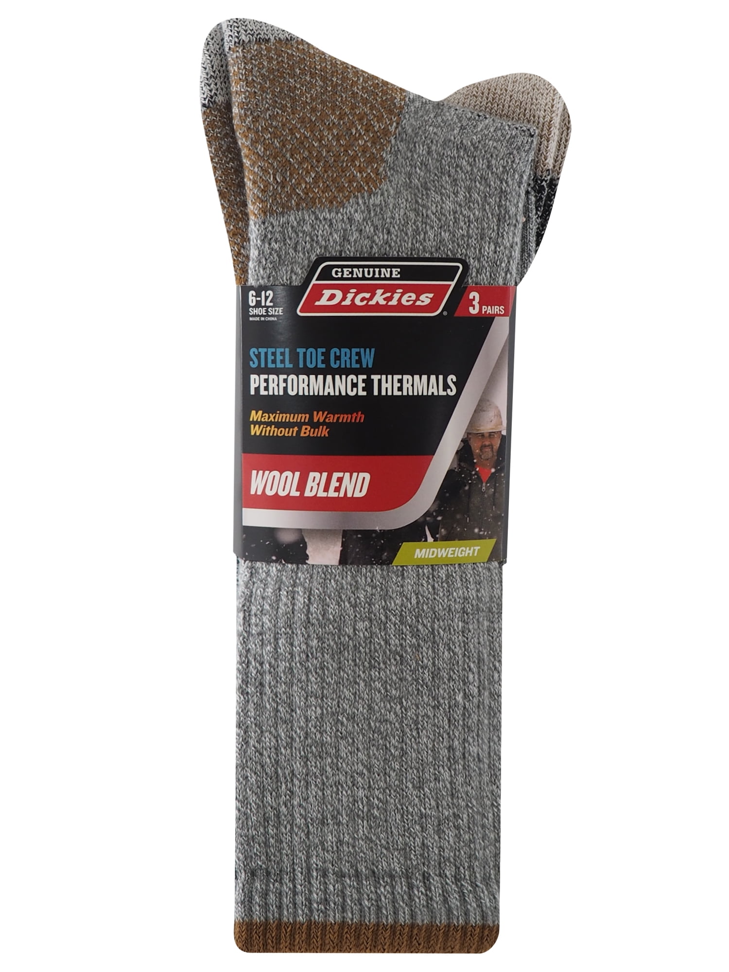 Dickies Mens Midweight Wool Crew Socks, 3-Pack