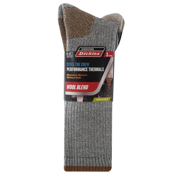 Dickies Mens Midweight Wool Crew Socks, 3Pack
