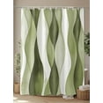 thumbnail image 4 of Abstract Wave Pattern Texture Shower Curtain, Sage Green Bathroom Decor Curtains Set with Hooks, Waterproof Fabric Home Accessories， 72 X 78 Inch Long, 4 of 6