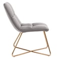 thumbnail image 2 of Duhome Slipper Chairs Velvet Accent Chairs Retro Leisure Lounge Chair Mid Century Modern Chair Vanity Chair for Living Room Bedroom with Gold Metal Legs Grey 1 PCS, 2 of 8