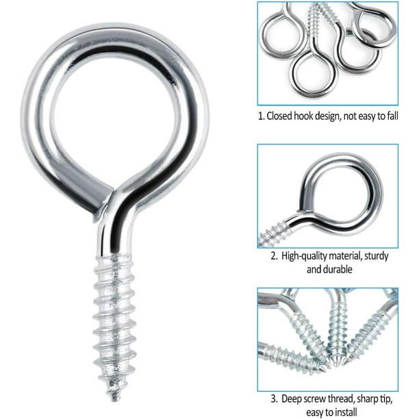 Eye bolt, Chudian 60 pieces eye bolts with wood thread, ring screw