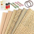 thumbnail image 1 of Juego de papel de regalo Kraft, 12 hojas de papel de regalo de rayas con puntos y estampados múltiples marrones para envolver bodas y fiestas, 1 of 5
