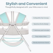 Dream On Me Karley Bassinet in Blue and Grey, Quick Fold and Easy to Carry, Large Storage Basket
