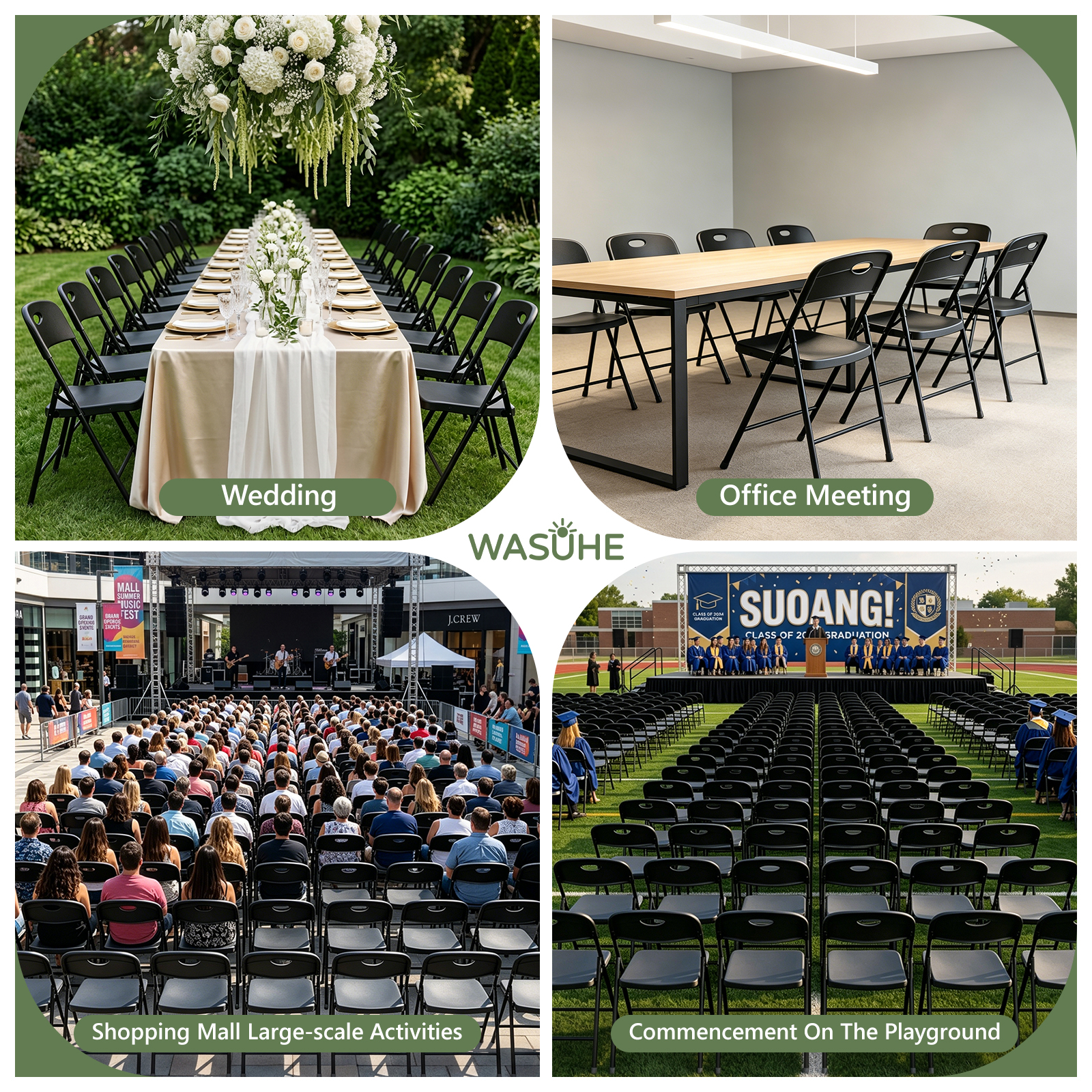 Wasuhe 4-Pack Black Folding Chairs, 350 lbs Capacity photo 7