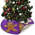 thumbnail image 5 of Gingerbread Cookies Cute Christmas Tree Mats Waterproof Tree Skirt, Purple Christmas Xmas Tree Stand Tray Mat Floor Protector Pad for Holiday Party Decoration, 28.3", 5 of 6