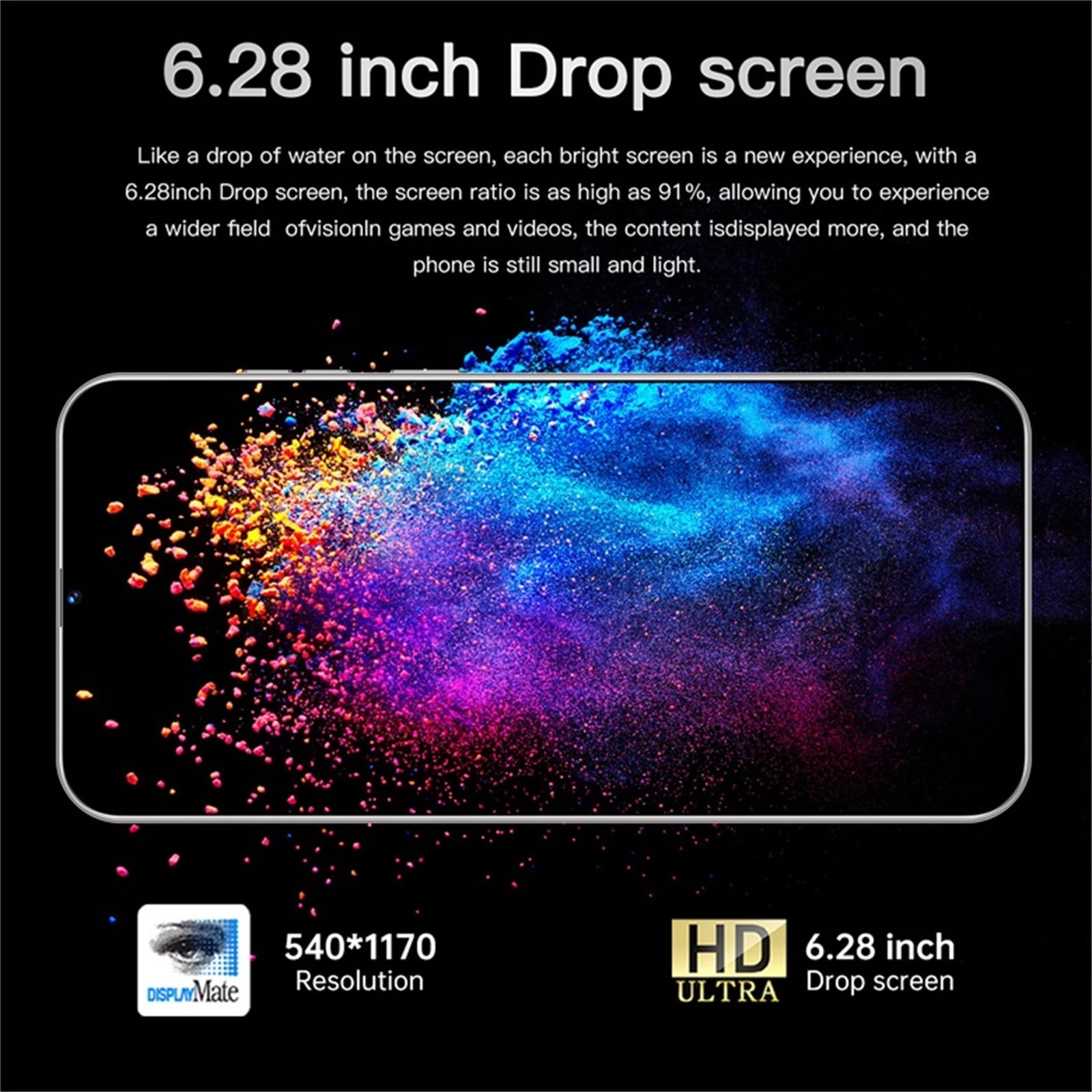 FYTPOV Android Phone, Smartphone HD 2 + 16G Incell Screen Smartphone 6.3 Inches, Cell Phones Unlocked