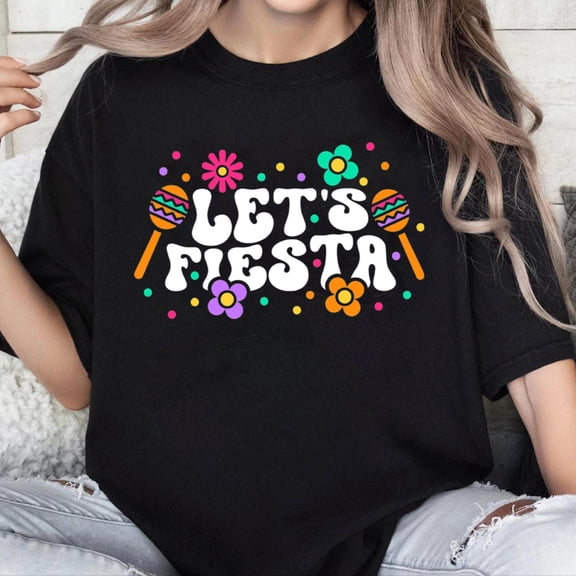 100% Cotton Unisex Cinco De Mayo Shirts Women Lets Fiesta T-Shirt Graphic Mexican Party Tee May 5th Casual Tops