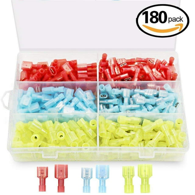 Stanz (TM) 180pcs Nylon Fully Insulated Male / Female Spade Wire Crimp Quick Disconnects Wire Terminals Connector Set