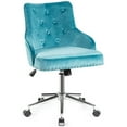 thumbnail image 1 of Gymax Velvet Office Chair Upholstered Swivel Computer Task Chair Turquoise, 1 of 10