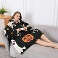 thumbnail image 5 of Oversized Wearable Blanket Hoodie,Playful Halloween Ghosts Pattern Sherpa Blanket Hoodie with Super Pockets,Super Warm Fuzzy Pullover for Women & Men, 5 of 6