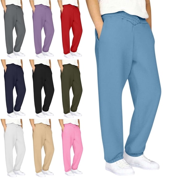 Teylalorva Sweatpants for Boys (4-15) Cross Waist Jogger Pants with Side Pockets Elastic Waist Casual Sports Long Trousers Blue Size 120
