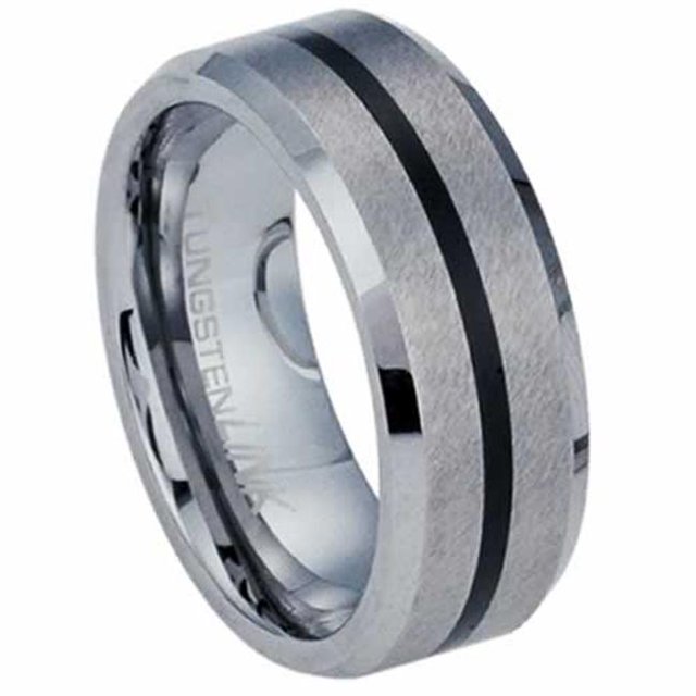 AAB Style RTS-23 Beautiful Brushed Tungston Carbide with Black PVD Ring