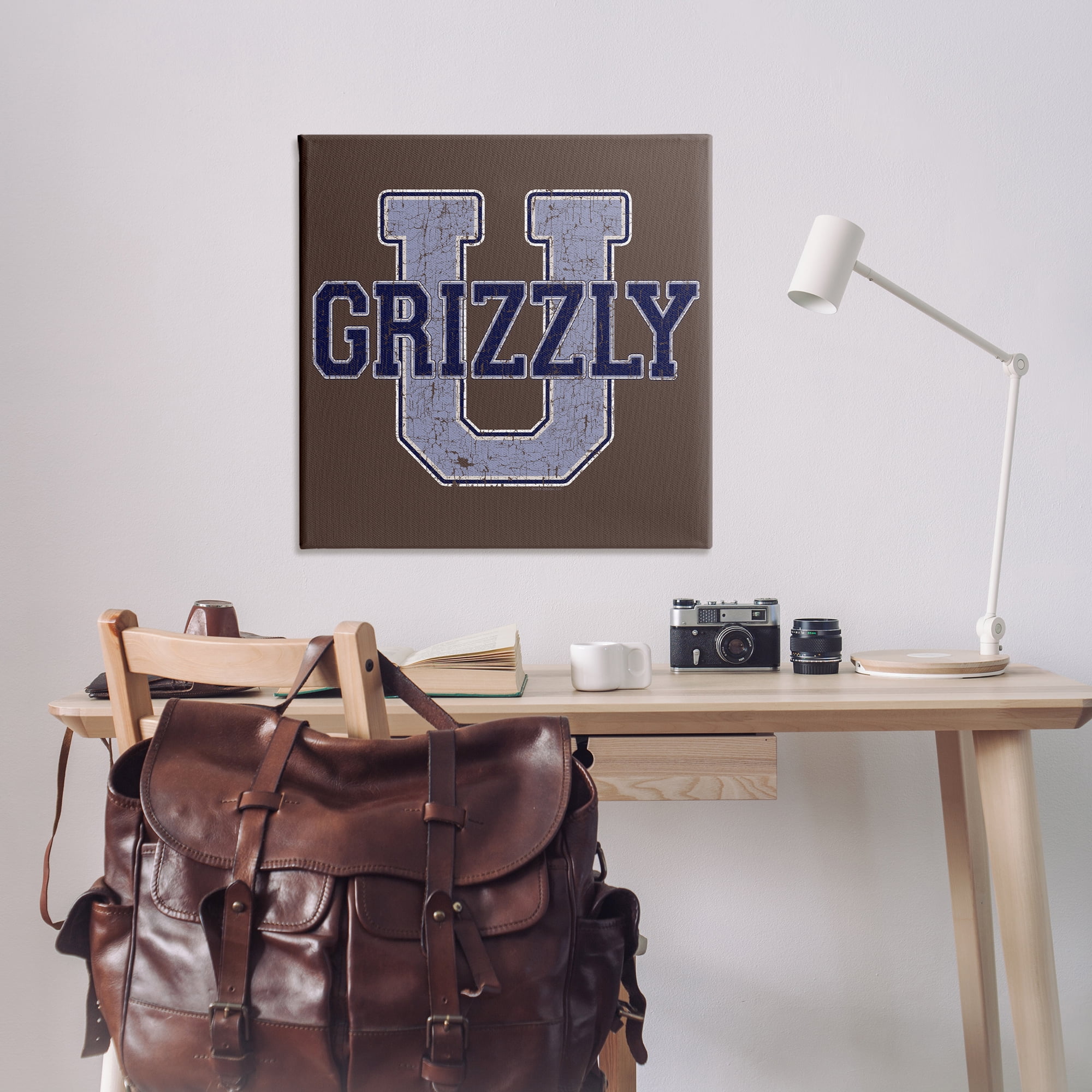 Stupell Industries Grizzly U College University Novelty & Humor Painting Wrapped Canvas Art Print Wall Art, 36 x 36