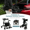 thumbnail image 4 of Giantex Déambulateur à Roulettes Pliant 2 en 1, Fauteuil Roulant Portable avec Hauteur Réglable, Noir, 4 of 6