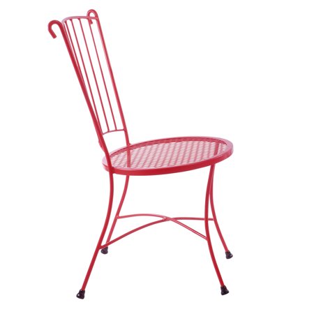 red wrought iron bistro set