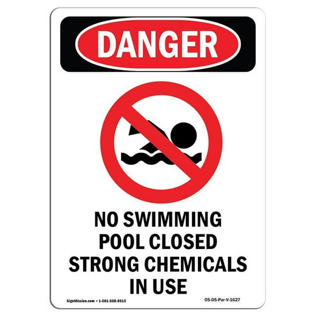 SignMission OS-DS-A-1824-V-1627 18 x 24 Po Signe de Danger OSHA - Pas de Piscine Fermée