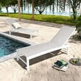 thumbnail image 6 of Pellebant White &Gray Patio Outdoor Chairs Aluminum Adjustable Lounge Chaise (Set of 2), 6 of 6