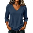 thumbnail image 3 of Womens 3/4 Length Sleeve V Neck Tops Trendy Casual Tunic Loose Fit Basic Shirts 2026 S, 3 of 5