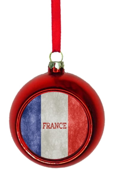 Flag France French Grunge Flag Bauble Christmas Ornaments Red Bauble Tree Xmas Balls Walmart Com Walmart Com