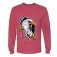 thumbnail image 2 of Torn Ripped Eagle Claws Animal Lover Mens Long Sleeve Shirt, Vintage Heather Red, Large, 2 of 3