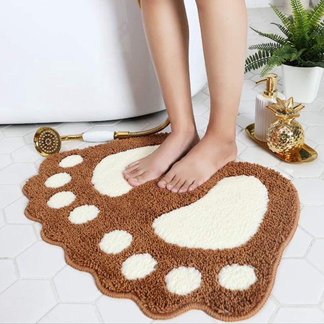 Bathroom Rugs Mats Water Absorbent Non-Slip Mat Used in Bathroom, Shower, Room, Etc.Soft Microfiber Bath Mat Machine Washable Bath Mat (16x24inch) Big Feet Bathroom