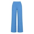 thumbnail image 3 of Aoiroe Linen Pants for Women Summer Casual High Waisted Beach Pant Light blue 3XL, 3 of 8