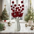 thumbnail image 3 of Tyidzon Velvet Christmas Balls Picks, 22" Handmade Christmas Ball Ornaments Bouquet 12 Balls Xmas Tree Branches for Vase DIY Crafts Office Home Decor(Wine), 3 of 8