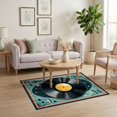 thumbnail image 3 of ODIKA 4'x6' Ultra-Soft Area Rug, Vinyl Vintage Record Music Note Geometric Border Retro Concentric None Washable, Bare feet friendly, Silk-Touch for Bedroom Home office, 3 of 7