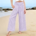 thumbnail image 2 of Nestiefly Girls' Gingham striped Pants Wide Leg High Waist Elastic Waist Casual Loose Trendy Beach Vacation Plaid Trousers with Pockets Purple 110, 2 of 8