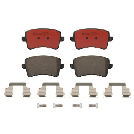 Brembo P85100N; Brake Pad; NAO; FMSI Number D1386-8494; Ceramic; Set Of 4; With Hardware/ Brake Caliper Screws