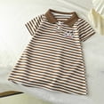 thumbnail image 6 of Spazoro Girls Cute Dresses, Collared Striped Soft & Comfy Short Sleeve Casual A-Line Dress for School Brown Size 3-4 T, 6 of 6