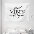 thumbnail image 1 of Good Vibes Tapestry, Hand Drawn Lettering Inspirational Phrase on White Backdrop Leaves Hearts, Wall Hanging for Bedroom Living Room Dorm Decor, 80W X 60L Inches, Black White Pink, by Ambesonne, 1 of 2