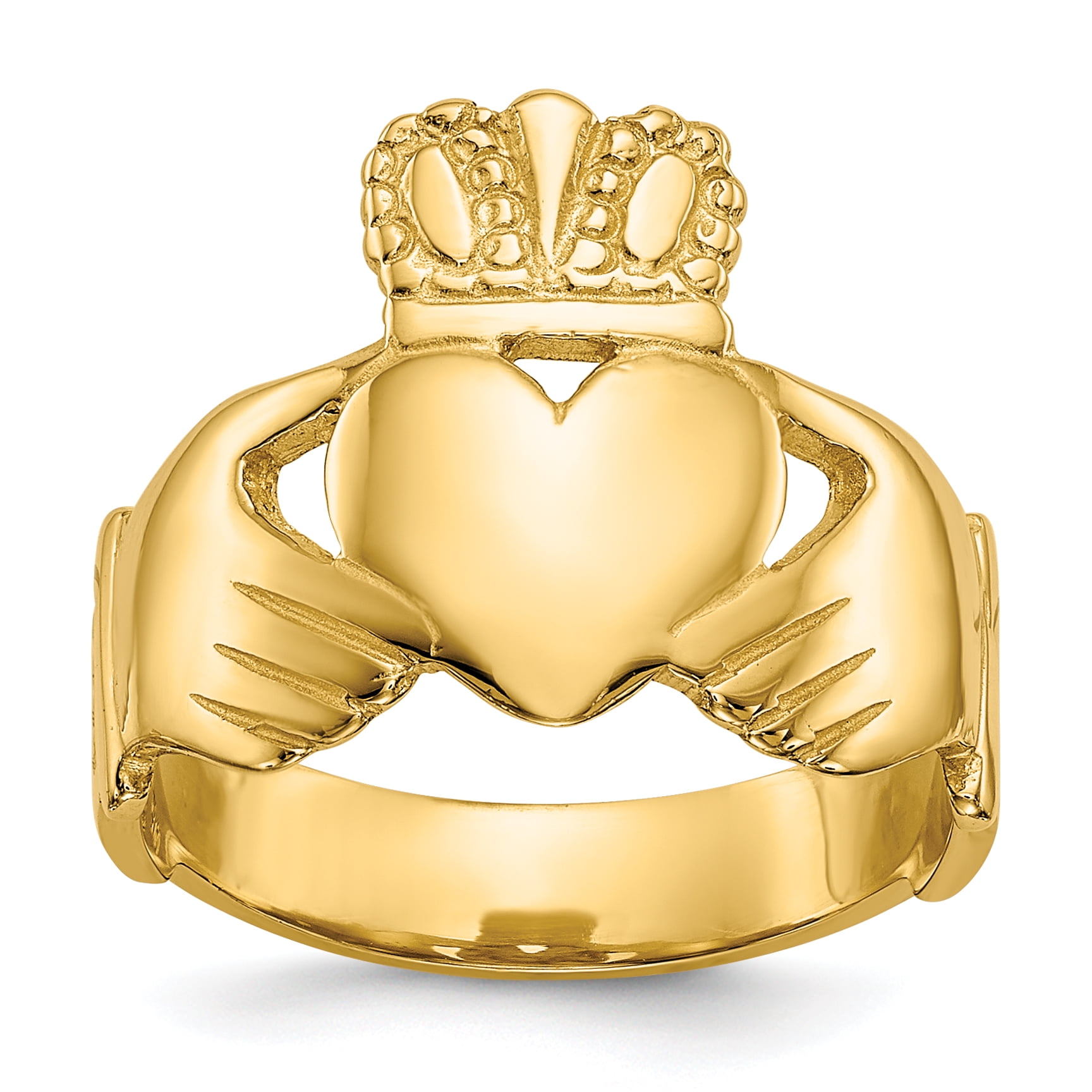 6 14k Polished Ladies Claddagh Ring 14 kt Yellow Gold Size 6 14k Polished Ladies Claddagh Ring 14 kt Yellow Gold Size
