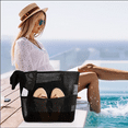 thumbnail image 3 of Beach Bag, Mesh Tote Bag for Women, Casual Foldable Shoulder Bag for Travel, Pool, Family Vacation, Black, 3 of 9