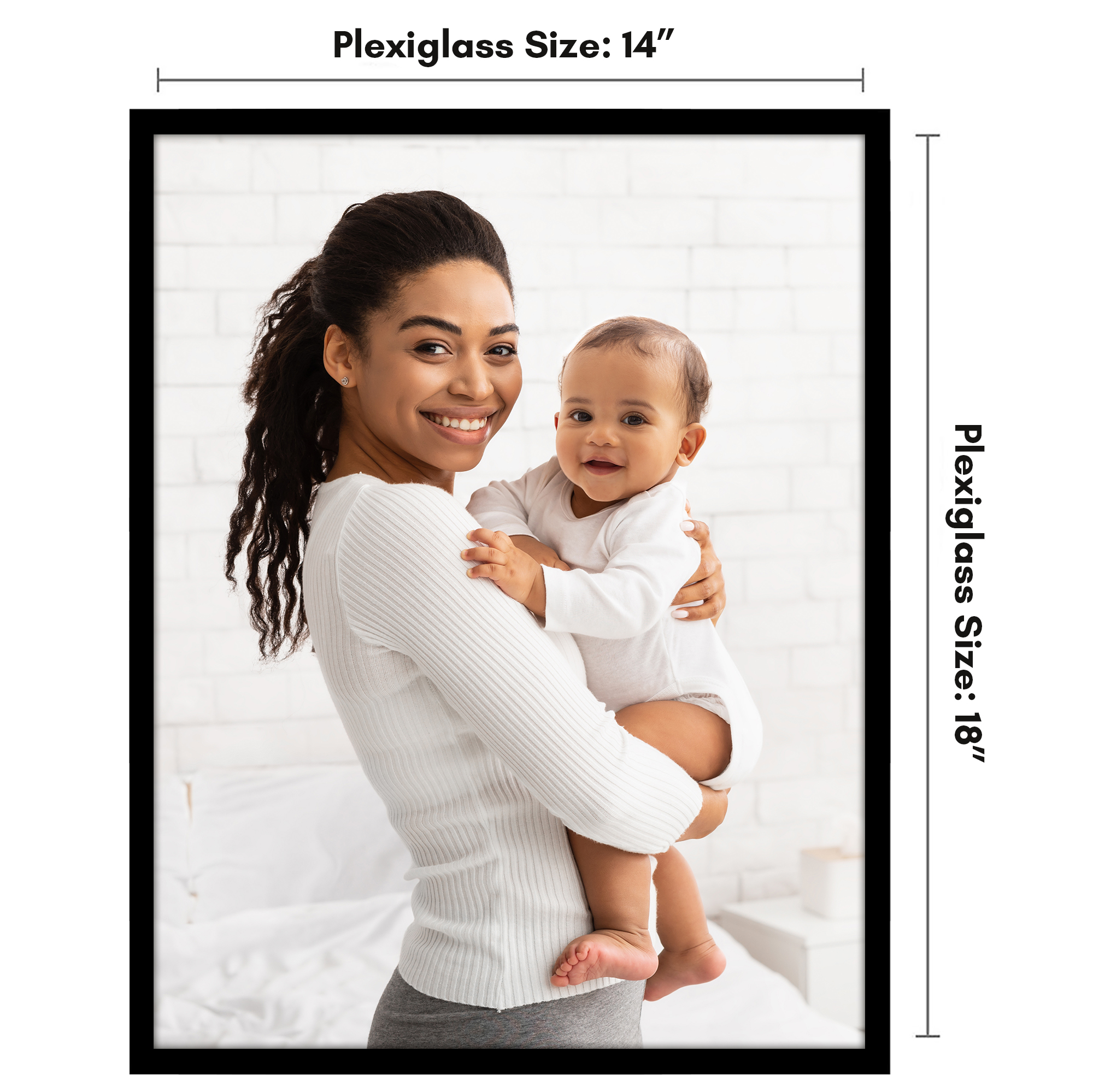 Americanflat 14x18 Picture Frame with Polished Plexiglass Streamline Collection Thin Border Wall - Black