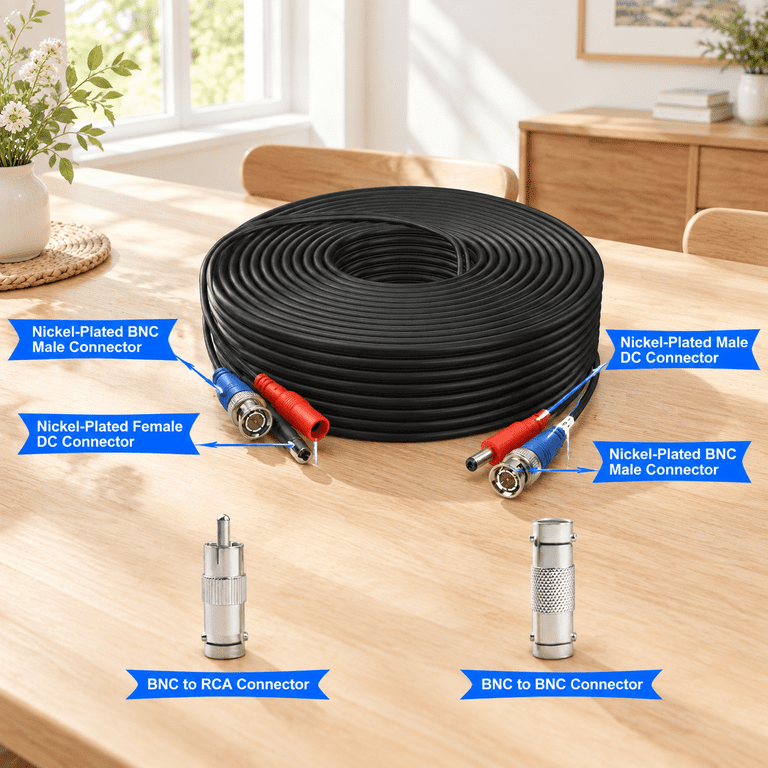 4 PK 200 FT BNC Video Power Security Camera Cable for CCTV DVR Systems ...
